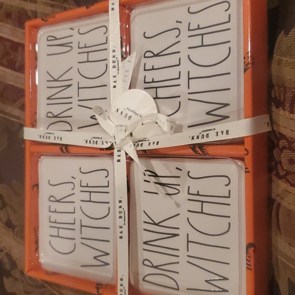 Rae Dunn Other - Rae dunn boxed new 4 awesome white black writing 4 gorgeous ceramic coasters